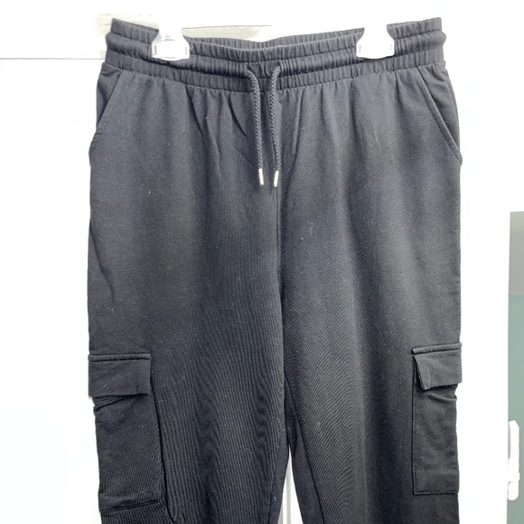 twik Pants - Twik by Simons cozy cotton cargo joggers with 4 pockets, M, black.